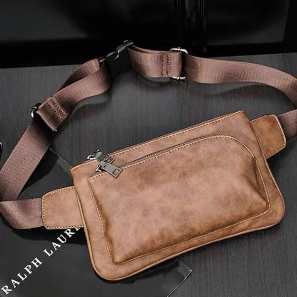 Cross body Bags for Men Leather Sling Bag Casual Daypacks , Brown